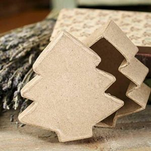 Factory Direct Craft Paper Mache Christmas Tree Box 12 Pieces These Papier Mache Tree Boxes With Lids are Easy to Decorate for the Holiday Season