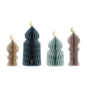 OEM Eid Mubarak Honeycomb Table Centerpiece 4pcs Traditional Ramadan Decoration