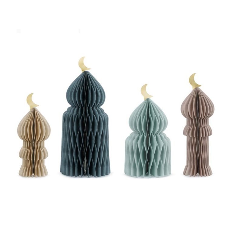 OEM Eid Mubarak Honeycomb Table Centerpiece 4pcs Traditional Ramadan Decoration