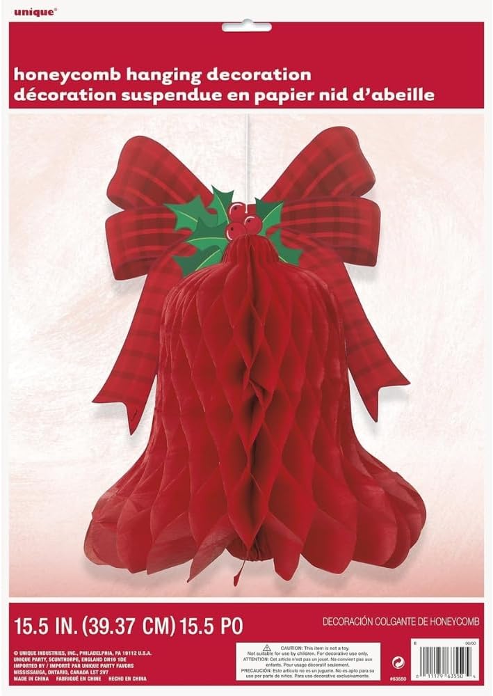 Red Bell Christmas Honeycomb Hanging Decoration - 15 (2)