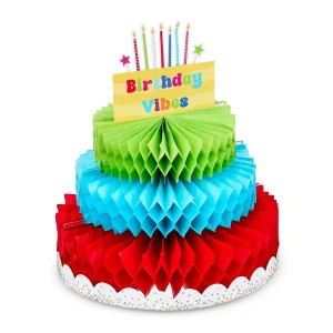 Multicolor Birthday Cake Centerpieces Set of 3 Branded Party Decor Bulk