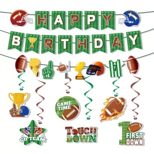 Football Hanging Swirl Banner Custom Birthday Decorations for Retail