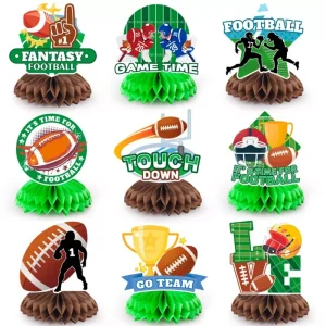 Football Honeycomb Centerpiece Set of 9 Private Label Party Table Decor