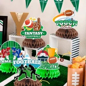 Football Honeycomb Centerpiece 9 Pcs Football Rugby Honeycomb Centerpieces 4