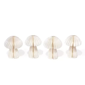 White Honeycomb Mushroom Decor Set of 4 Customized Figurines for Display