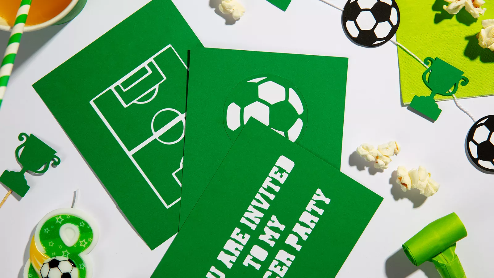 birthday items arrangement soccer table decorations