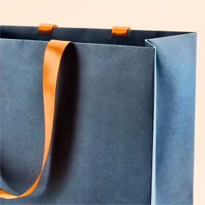 Custom Gold Foiled Logo Embossed Paper Navy Gift Bags Manufacturer