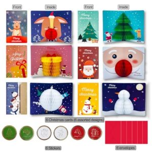 Factory Wholesale Pop Up Christmas Cards with Envelopes Sealing Stickers