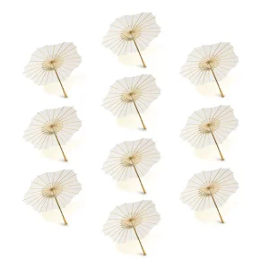 Large 32" White Scallop Blossom Shaped Paper Parasol Umbrella Supplier
