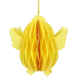 Easter Chick Honeycomb Hanging Decoration 12cm Tall