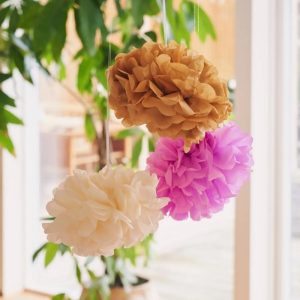 Flower pom poms Paper. 20 cm. 3 pcs. Lilac 1