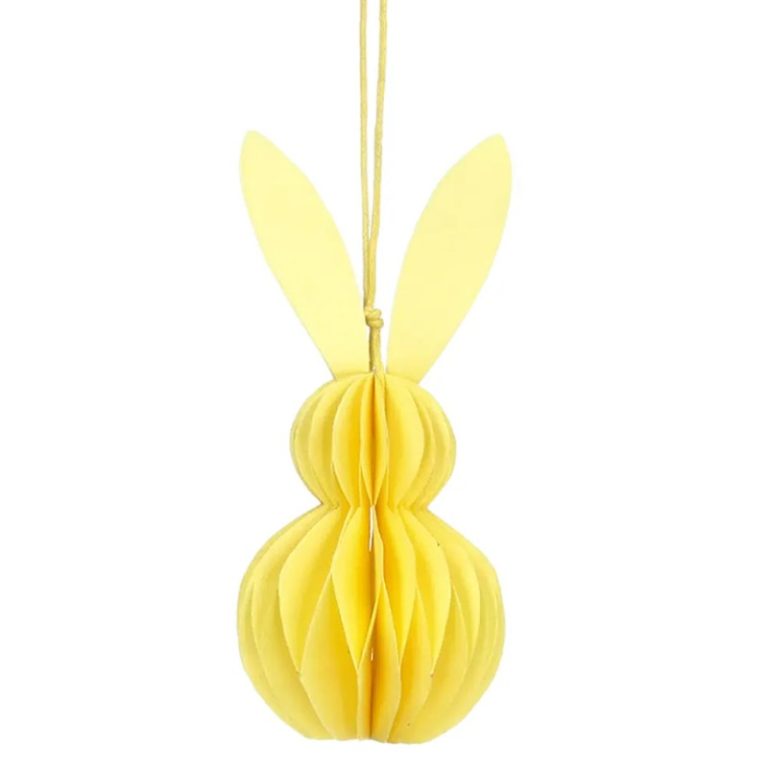 Pastel Yellow Easter Bunny _ 12cm _ Honeycomb Paper Hanging Decoration
