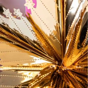 rockettstgeorge Christmas Star Hanging Decoration in Metallic Gold lores 2