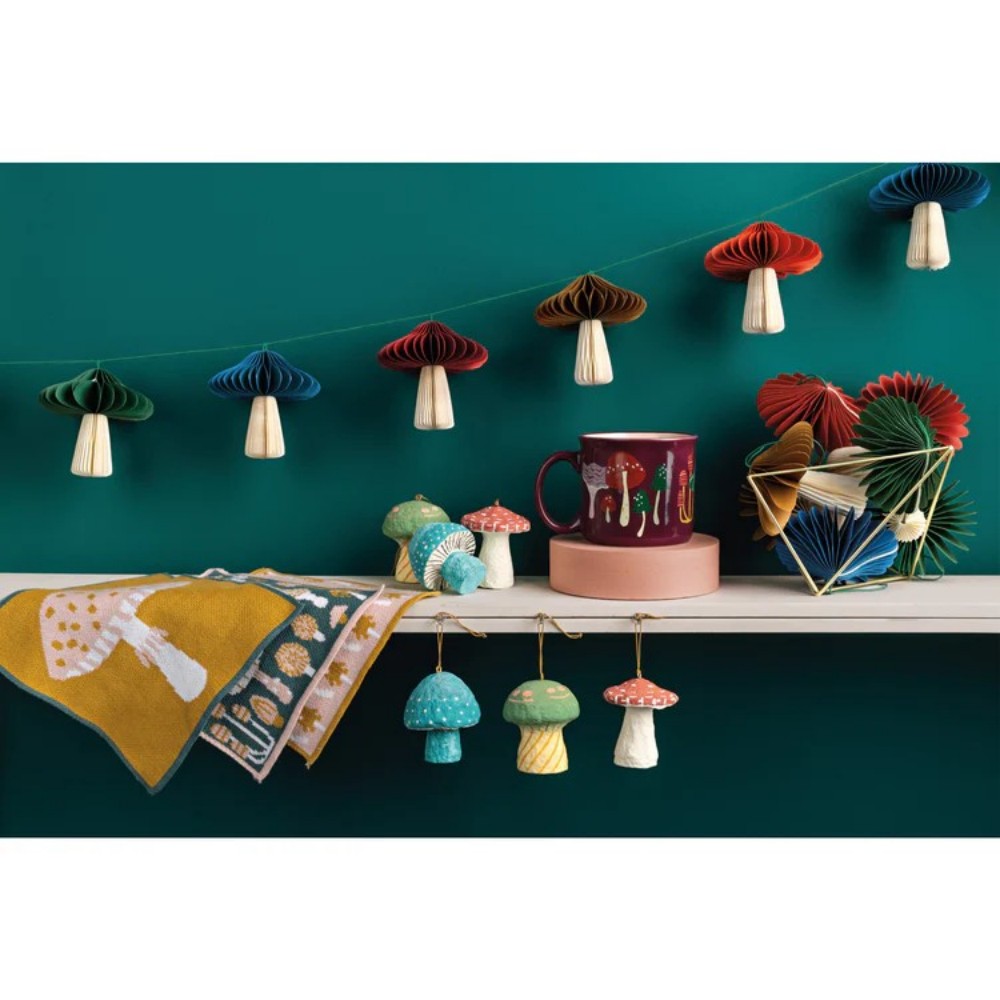 Mushroom Gems Honeycomb Paper Christmas Tree Ornaments - 4 Assorted Colors (2)