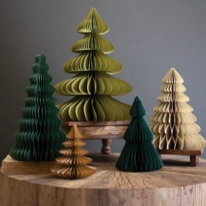 SET OF FIVE PAPER ACCORDIAN CHRISTMAS TREES ONE EACH 4