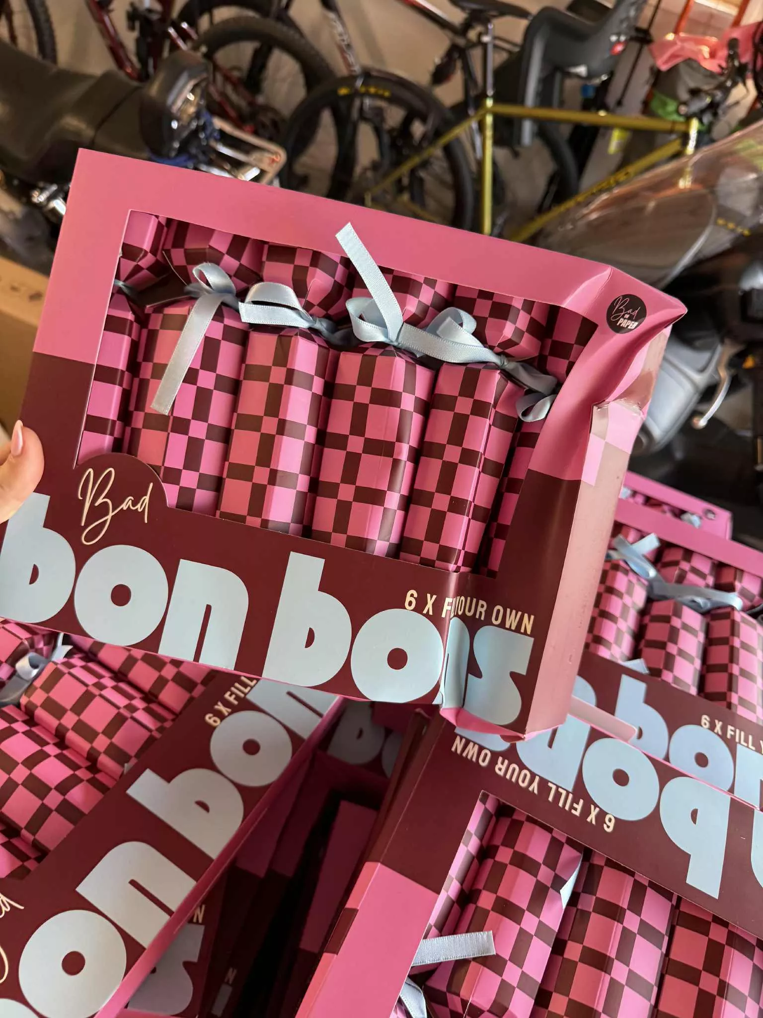 The edges of the box were squeezed Christmas crackers packaging