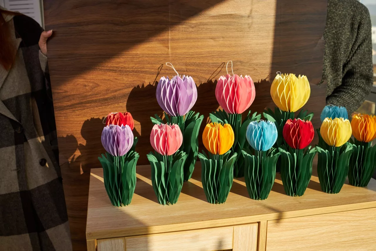 FSC-Certified Kraft Paper Honeycomb Floral Spring Room Decor Factory