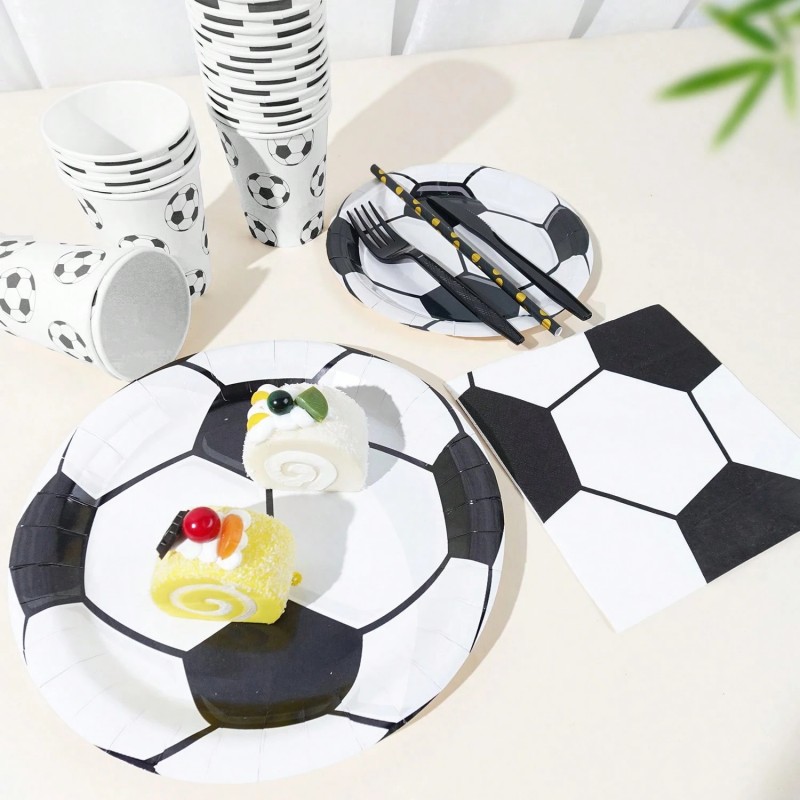 Soccer Themed Paper Tableware Kit Supplier