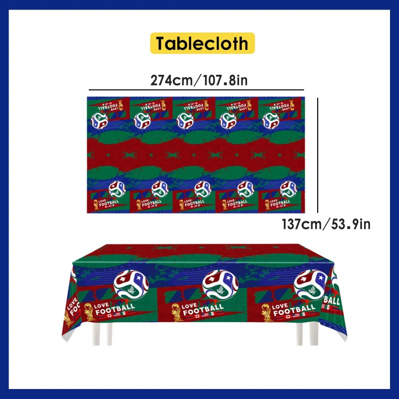 World Cup Soccer Party Decorations Kit, Football Themed Birthday Party Tablecloth
