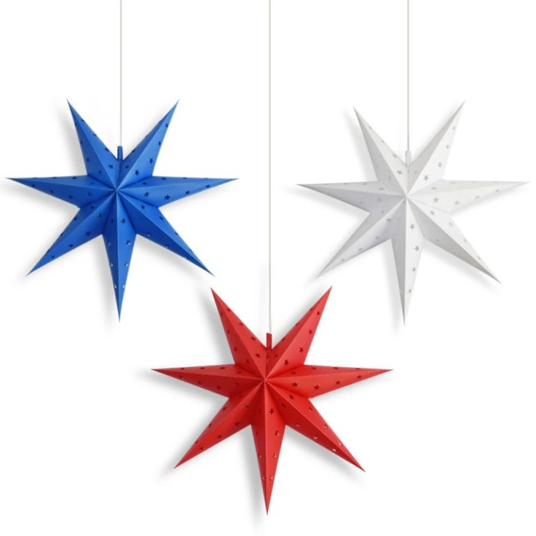 white blue and red paper star (1)