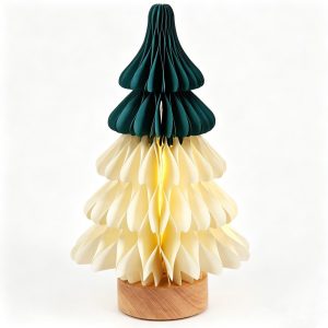 Foldable Honeycomb Christmas Tree Lamp | Bulk Two-Tier Winter Tabletop Decor Light