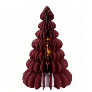 Custom Burgundy Origami Christmas Tree Lamp | OEM Seasonal Home Decor Lighting Supplier
