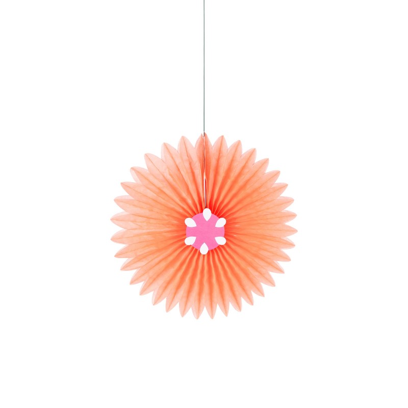 Orange honeycomb paper orange slice decoration with pink center and white pith details