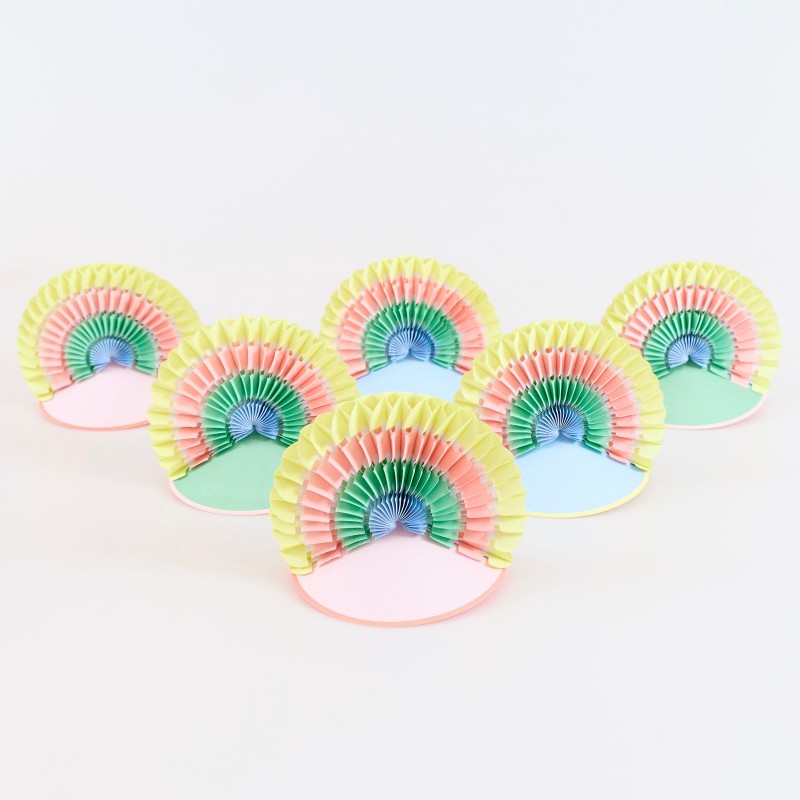 Pastel rainbow honeycomb party decorations (set of 6)