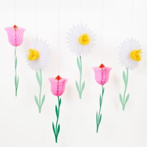 6 Pack Honeycomb Paper Flower Hanging Ornaments Party Decor Supplies