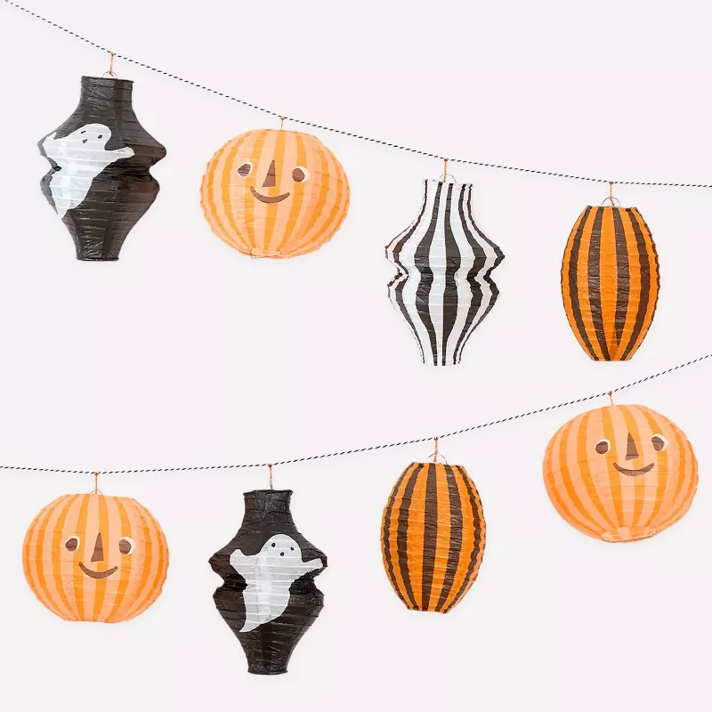 Assorted Halloween paper lanterns pumpkin ghost stripe design