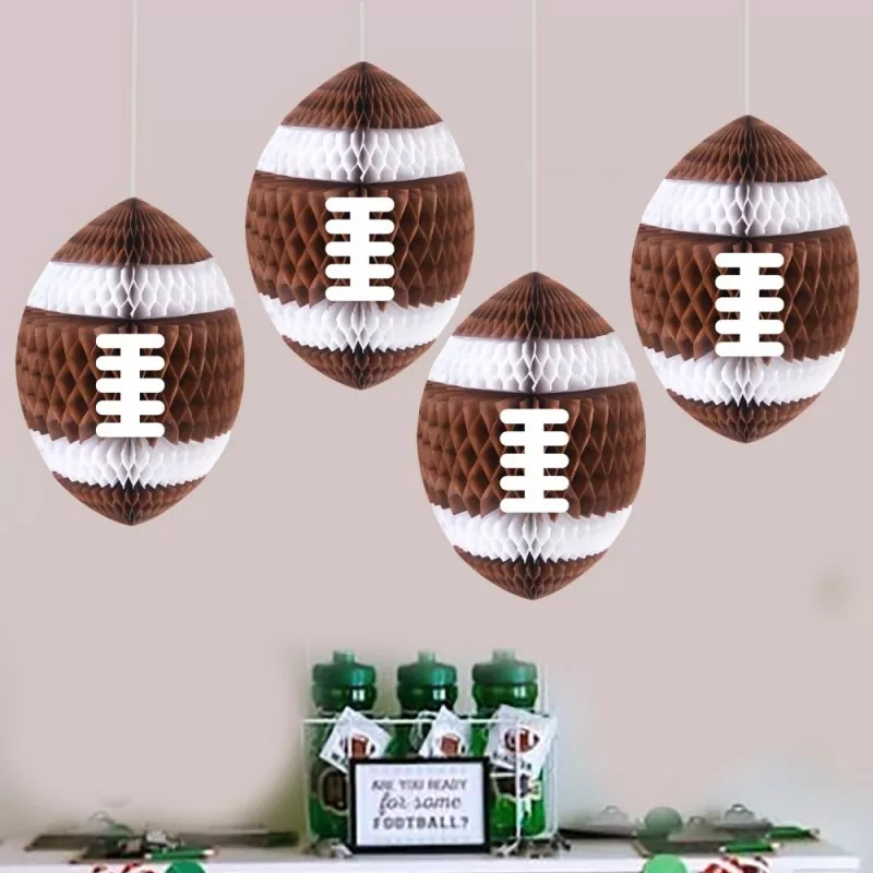 Football paper honeycomb hanging decor game day party scene