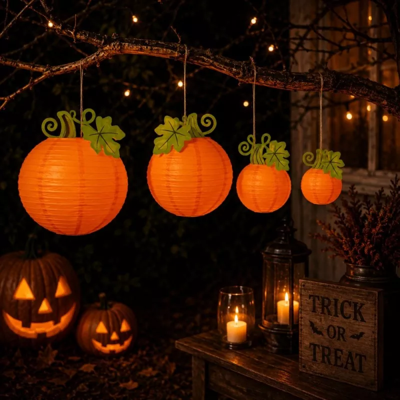 Multi-size pumpkin paper lantern collection