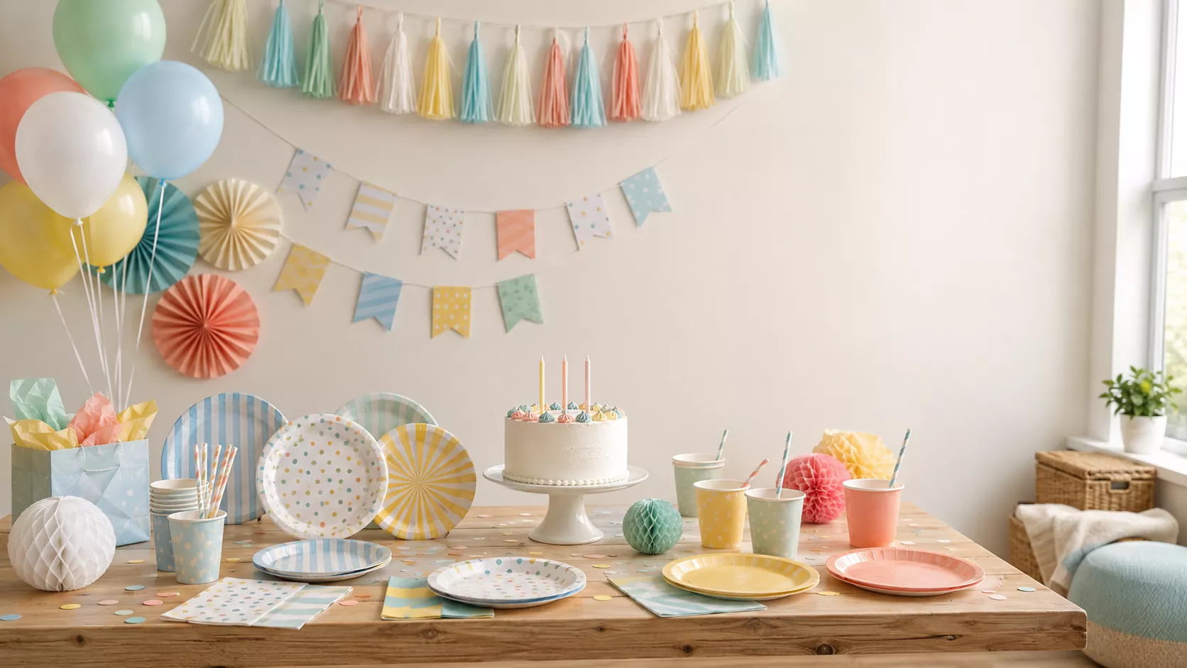 Custom Kids Birthday Party Supplies Collection With Paper Tableware Set And Decorations