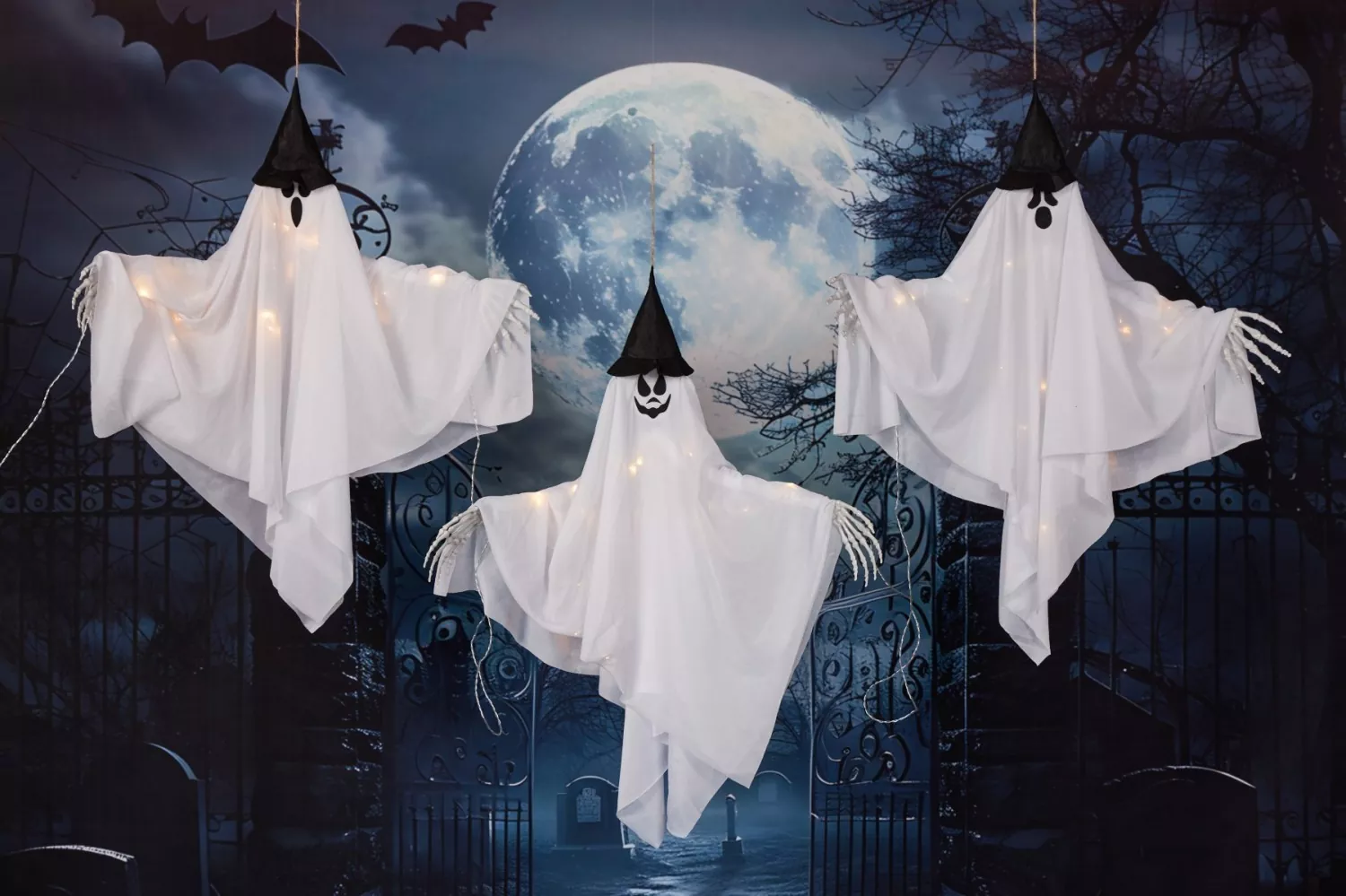 Lighted hanging ghost Halloween outdoor hanging ornaments