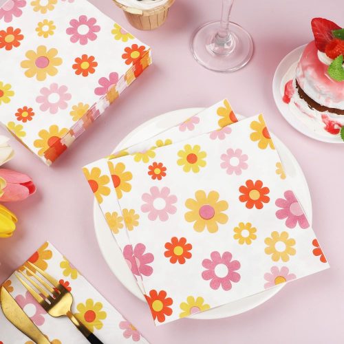 Paper Napkins Groovy Daisy Boho Decorative Dinner Napkins Paper Napkins Groovy Daisy Boho Decorative Dinner Napkins