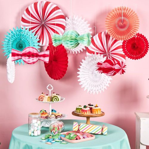 Red and Green Folding Fans Christmas Party Decorations Red and Green Folding Fans Christmas Party Decorations
